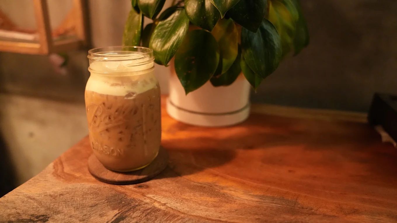 Iced latte made with local Puerto Rican coffee at La Cala